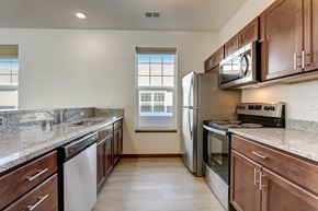 Mount Horeb house for rent - a kitchen with stainless steel appliances and granite counter tops