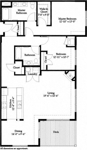 Floor plan for 2 beds, 2 baths, 1546 sqft