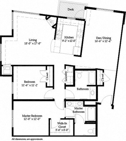 Floor plan for 2 beds, 2 baths, 1515 sqft