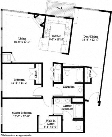 Floor plan for 2 beds, 2 baths, 1459 sqft