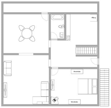 Cincinnati house for rent - a floor plan of a small house with a bedroom and a living room