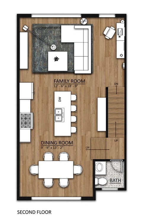 Floor plan for 3 beds, 3.5 baths, 1726 sqft