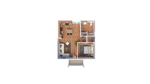 Floor plan for 1 bed, 1 bath, 756 sqft