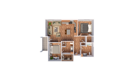 Floor plan for 2 beds, 2 baths, 1170 sqft
