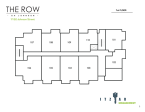 Victoria apartment for rent - A black and white image of a building floor plan for 1152 Johnson Street.