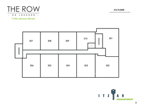 Victoria apartment for rent - A black and white image of a building layout for 1152 Johnson Street.