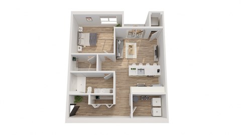 Floor plan for 1 bed, 1 bath, 720 sqft