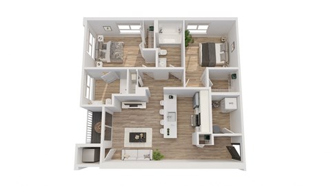Floor plan for 2 beds, 2 baths, 850 sqft