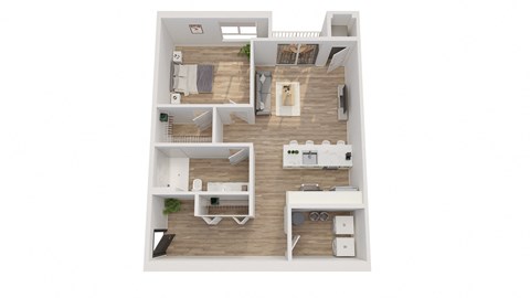 Floor plan for 1 bed, 1 bath, 785 sqft