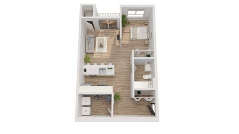 Floor plan for studio, 1 bath, 610 sqft