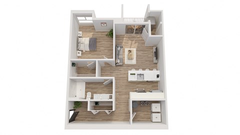 Floor plan for 1 bed, 1 bath, 750 sqft