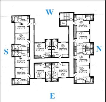 Chicago apartment for rent - A black and white floor plan of a building with rooms labeled.