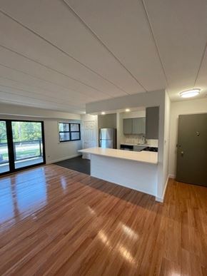 Ardmore apartment for rent - A kitchen with wooden floors and a countertop.