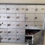 Waterloo apartment for rent - A metal filing cabinet with drawers and a shelf.