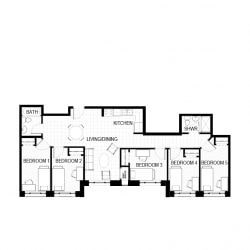 Floor plan for studio, 2 baths, 100 sqft