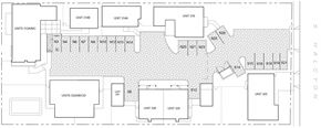 Arroyo Grande apartment for rent - A floor plan of a building with labeled rooms and units.