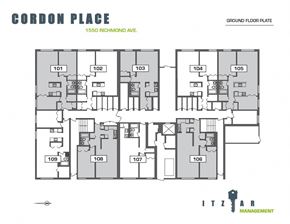 Victoria apartment for rent - A floor plan for a building at 1550 Richmond Ave.