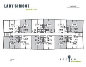 Victoria apartment for rent - Floor plan for the second floor of Lady Simcoe.