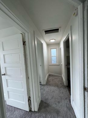 Donora house for rent - A hallway with a white door and carpeted floor.
