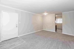 Hazel Park apartment for rent - an empty living room with white walls and a white door