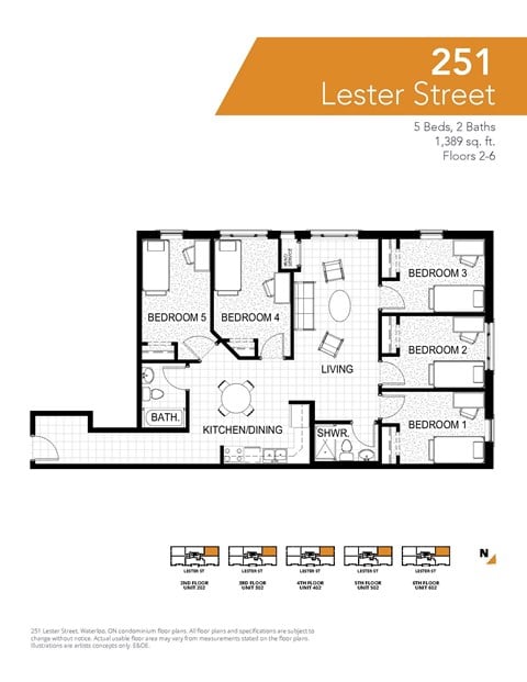 Floor plan for studio, 2 baths, 100 sqft
