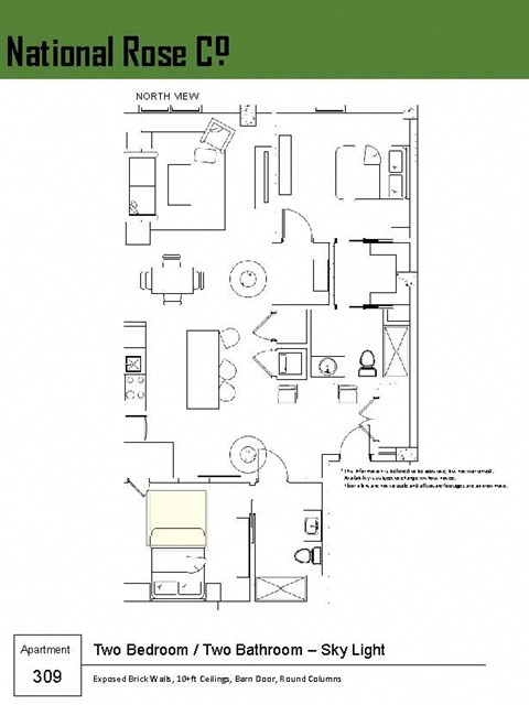 Floor plan for 2 beds, 2 baths, 1159 sqft
