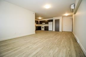 Brandon apartment for rent - A room with wooden flooring and a kitchen area in the background.