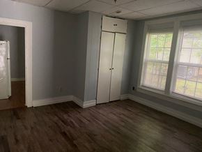 Monroe apartment for rent - the living room with the closet and the hardwood floors