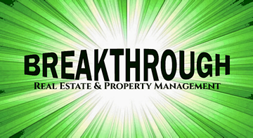 Phoenix apartment for rent - a green background with the words breakthrough real estate and property management