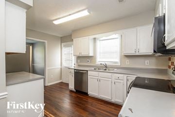 Greensboro house for rent - a kitchen with white cabinets and stainless steel appliances