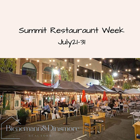 Summit apartment for rent - A banner advertises the Summit Restaurant Week for July 21-31.