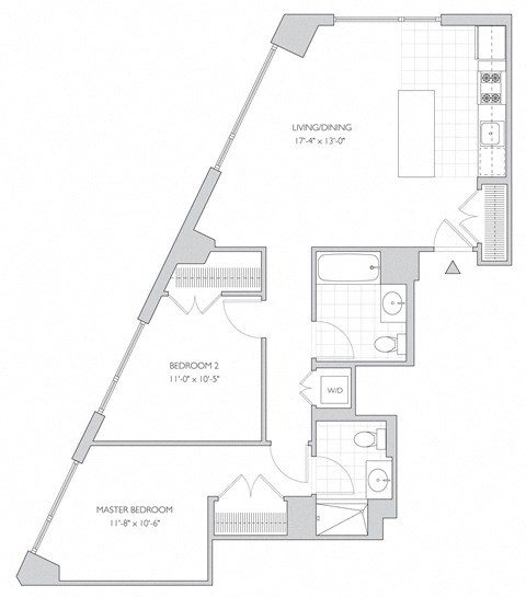 Floor plan for 2 beds, 2 baths, 962 sqft