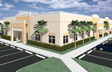 Margate apartment for rent - a rendering of a building with palm trees in front of it