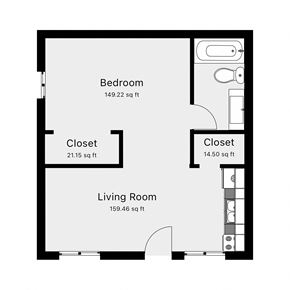 Great Falls apartment for rent - a floor plan of a small house with a bedroom and a living room