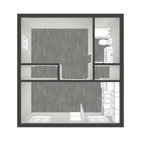 Great Falls apartment for rent - the floor plan of a small apartment with a bathroom and a living room