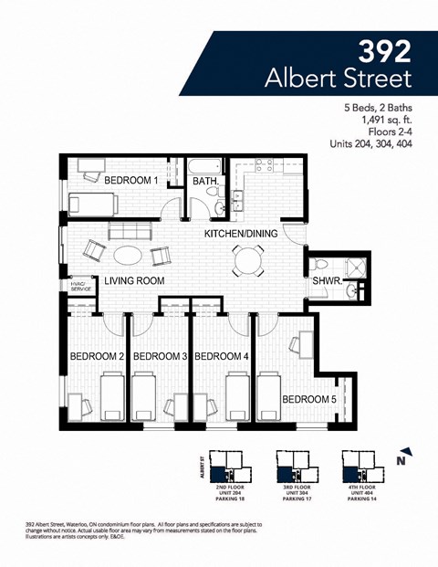 Floor plan for studio, 2 baths, 134 sqft