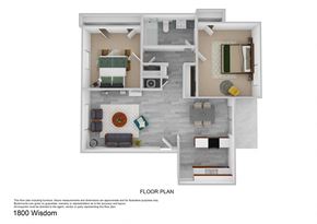 Amarillo apartment for rent - bedroom floor plan of a 1100 sq ft floor plan