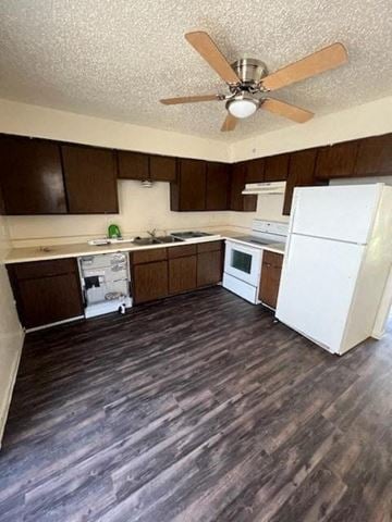 Temple apartment for rent - a kitchen with a white refrigerator and a ceiling fan