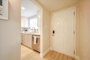 San Jose house for rent - a kitchen with a white door and a sink