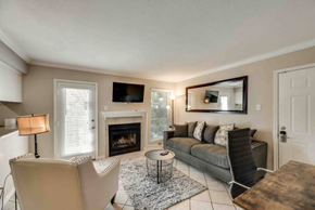 Irving house for rent - a living room with a couch and a fireplace