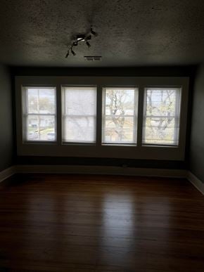 Tulsa house for rent - an empty room with a hard wood floor and five windows