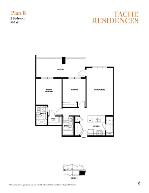 Floor plan for 2 beds, 2 baths, 1062 sqft