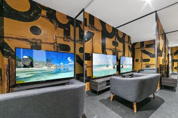 Indoor lounge with game rooms