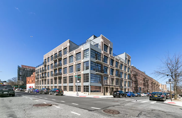 Brooklyn apartment for rent - view from the street of an apartment building on a city street