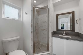 Los Angeles apartment for rent - a small bathroom with a shower and a sink
