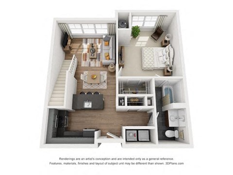 Floor plan for 1 bed, 1 bath, 872 sqft