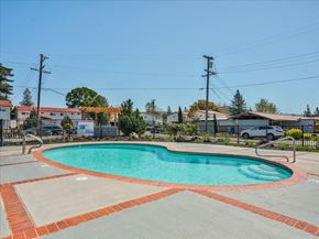 Santa Rosa apartment for rent - a swimming pool in a yard with houses in the background