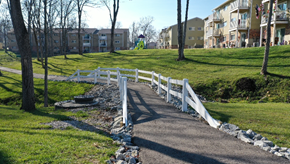 Independence apartment for rent - a bridge over a path in a park