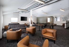 Winnipeg apartment for rent - a lounge room with couches and chairs and a pool table