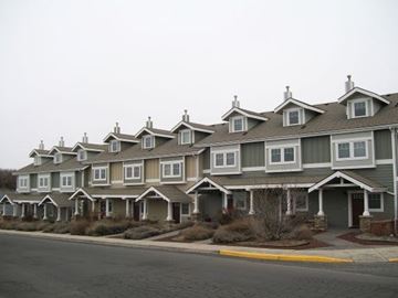 Pullman apartment for rent - A row of houses with grey and white exteriors.